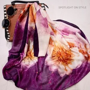 CHIC Berry Wine Luxury Printed Silk Scarve