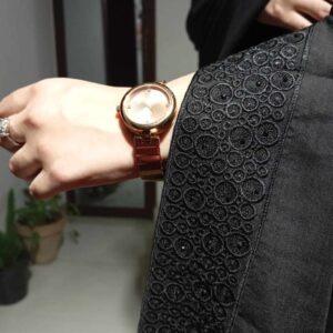 ORB-BLACK EMBROIDED SWISS LAWN CAHDER