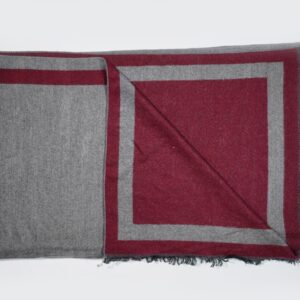PREMIUM CASHMERE WOOLEN STOLE - MAROON WITH STEEL SHADE