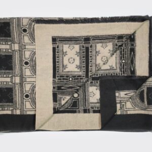 PREMIUM CASHMERE WOOLEN STOLE - BLACK WITH BEIGE SHADE