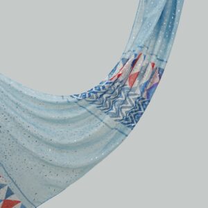 Frosted Blue - MIRA Silver Foil Print Lawn Hijab