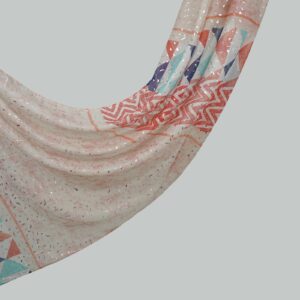 Peach Dusk - MIRA Silver Foil Print Lawn Hijab